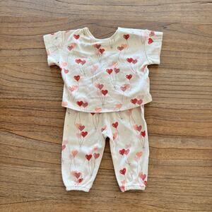 Quincy Mae Jersey Tee + Pant Heart Balloon Set - Size 3-6m